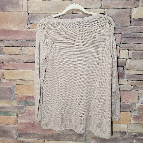 Wooden Ships TAN Cable Knit Boyfriend Sweater Small/Medium - Picture 7 of 12